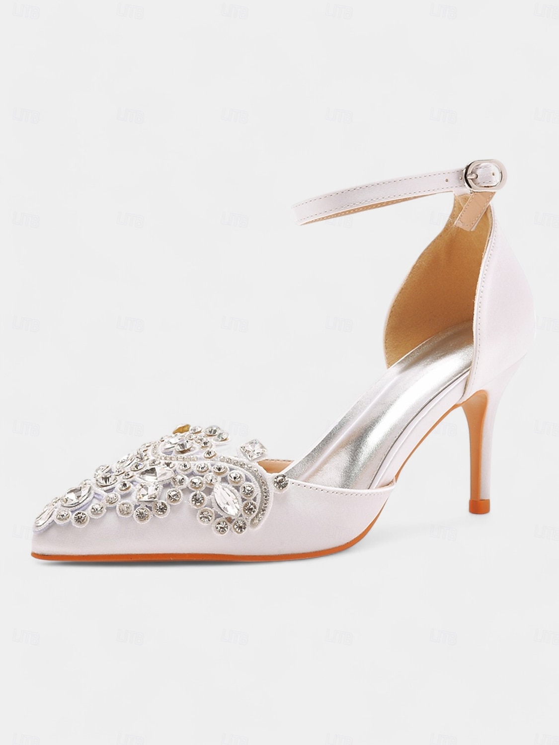 Women's Emerald Green Satin Ankle Strap Heels – Pointed Toe Cocktail Shoes with Crystal Embellishments for Parties and Weddings 2026 - $59.99 –P2