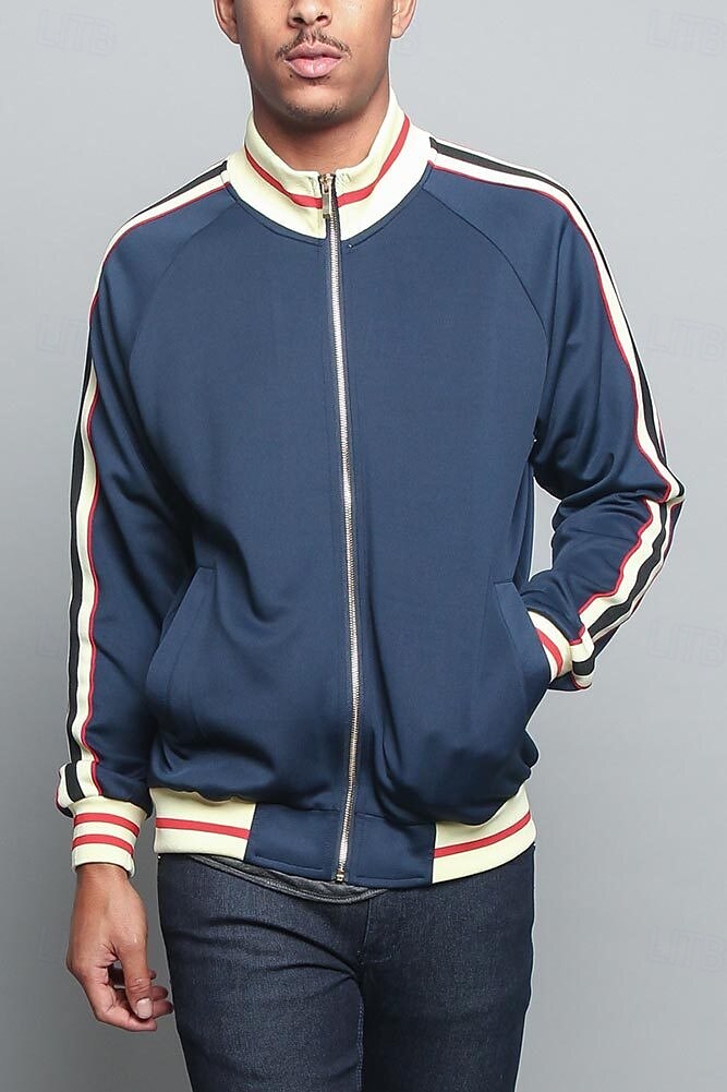 Homens Moletom com zíper Full Zip Hoodie Moletom zip Up com capuz Moletons com zíper Preto Verde Tropa Vermelho Azul Marinha Colarinho Clerical Bloco de cor Zip Up Patchwork Desportos e Ar livre de 2025 por $25.99 –P5