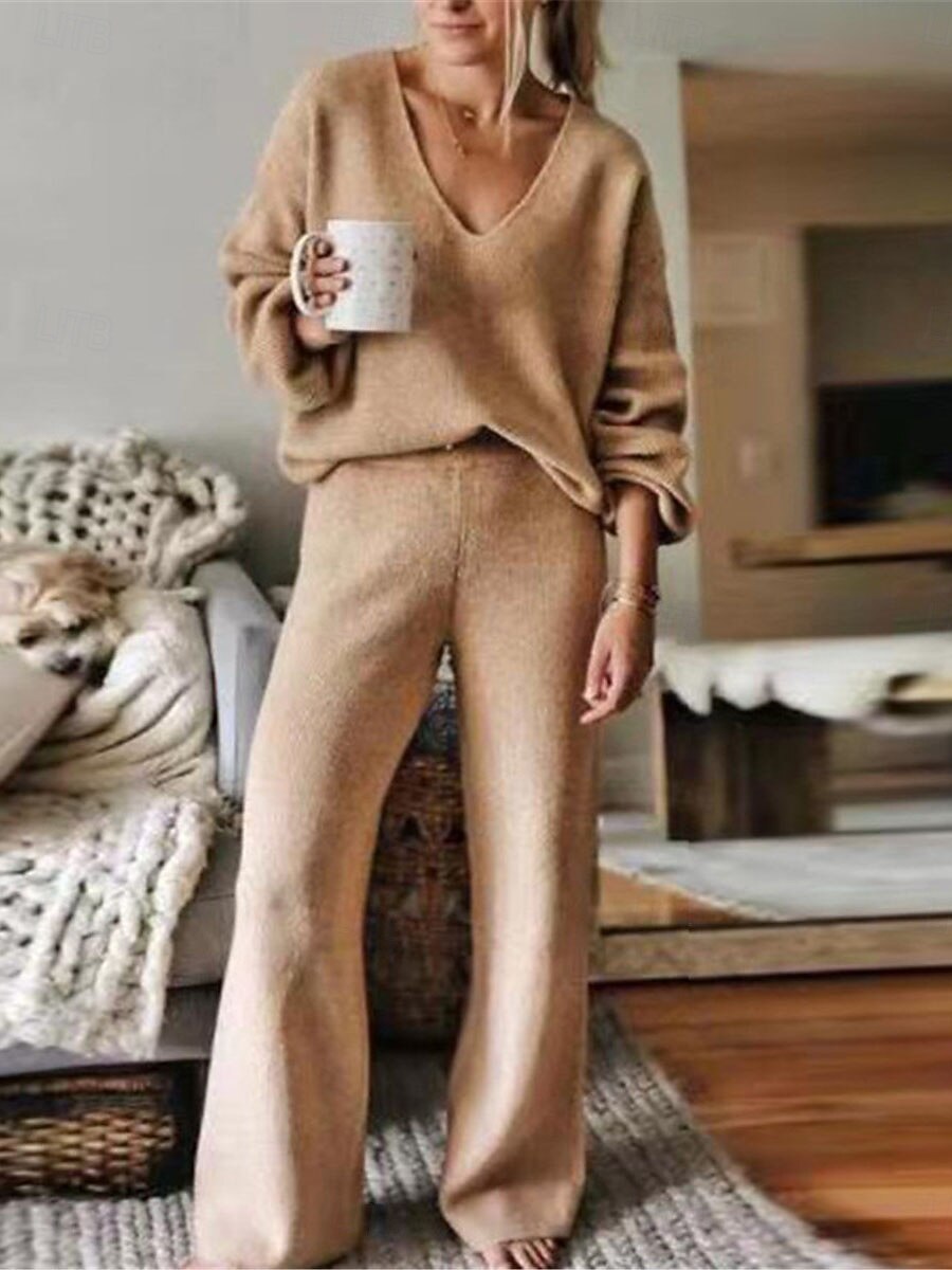 Femme Pull Chandail Pulls coordonnés Pull Ensemble Décontractées Flexible Couleur monochrome A côtes Col V Tricoté manche longue Hauts réguliers Tricoter Extérieur du quotidien Fin de semaine Noir de 2025 ? $52.99 -P1