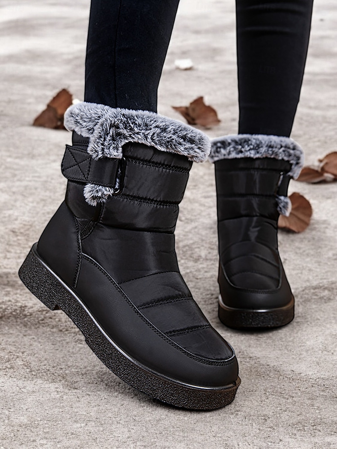 stivali da neve invernali impermeabili da donna - design trapuntato bordeaux con fodera in pelliccia sintetica e cinturini regolabili per il freddo all'aperto del 2025 a $32.99 –P7