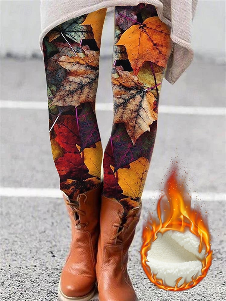 Women's Normal Tights Leggings Fashion Designer Tights Full Length Mid Waist Leaf Print Tummy Control Butt Lift Comfort High Elasticity Daily Black Green Black-White ArmyGreen Blue Skinny 2025 - $20.99 –P7