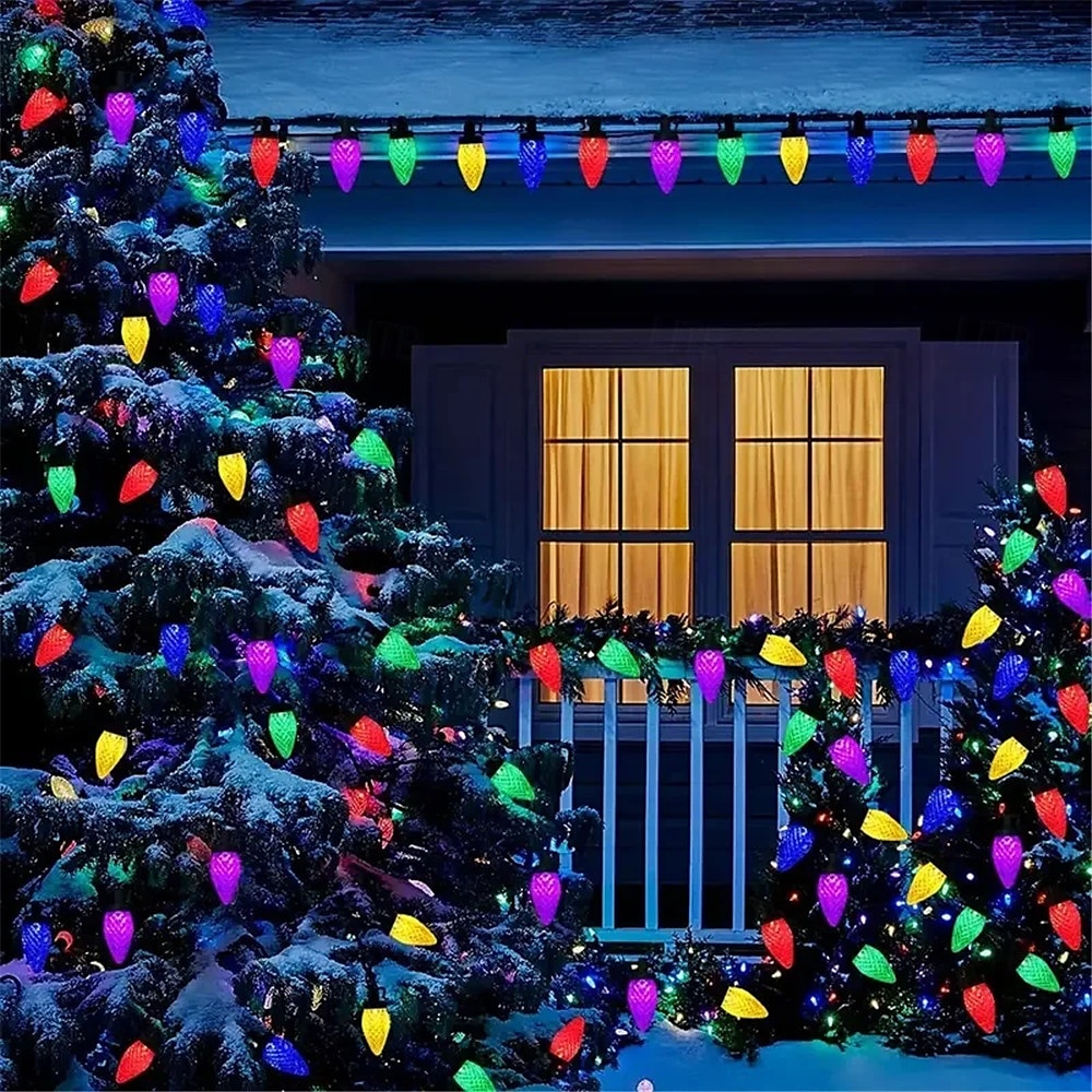 elegantă nuntă recepție petrecere solar sakura lumini de Crăciun 5m/6.5m/7m lumini de exterior impermeabile pentru terasă, stil căpșuni, pentru Anul Nou, nuntă, decor petrecere 2025 - $12.99 –P4