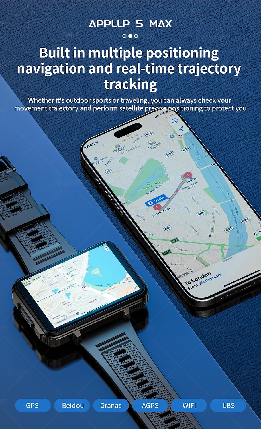 LOKMAT APPLLP 5 MAX Умные часы 2.4 дюймовый Смарт-часы-телефон 3G 4G Bluetooth Педометр Напоминание о звонке Датчик для отслеживания сна Совместим с Android iOS Женский Мужчины GPS 2025 - $231.99 –P17