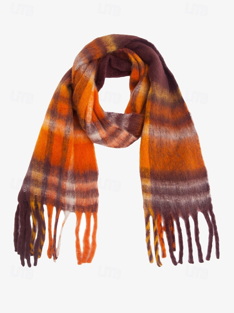 Bufanda de invierno de gran tamaño con cuadros coloridos para mujer | Chal suave y cálido similar a la lana con borlas | Accesorio moderno para clima frío para atuendos casuales y formales 2025 - $14.99 –P11