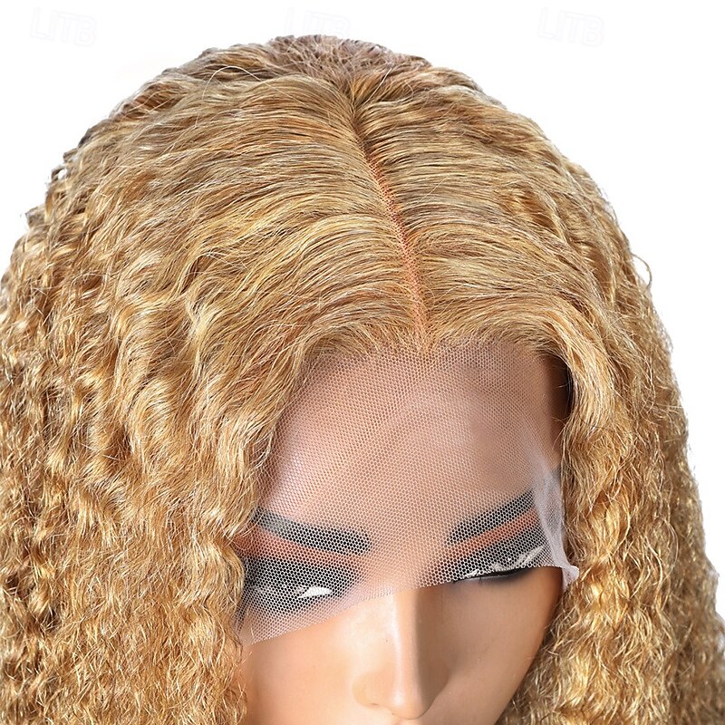 Parrucca frontale in pizzo con capelli umani 27# 13*4, parrucca in pizzo con capelli umani ondulati ricci, 180% ad alta densità del 2025 a $248.29 –P5