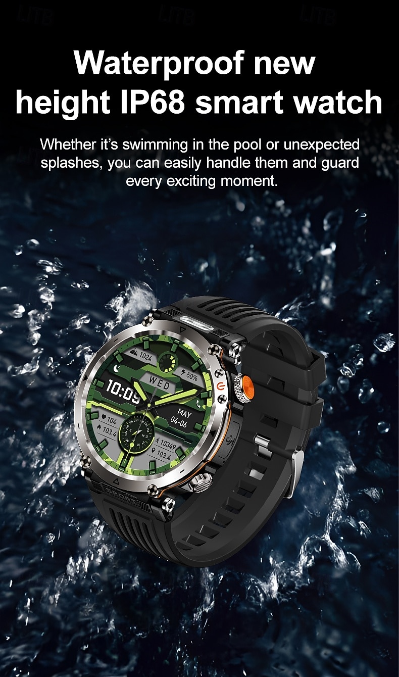 HT30 Smart Watch Rugged Military Men's 1.7 inch 600mAh Battery Compass Sports Fitness Watches Bluetooth Call Smartwatch 2025 - $43.99 –P9