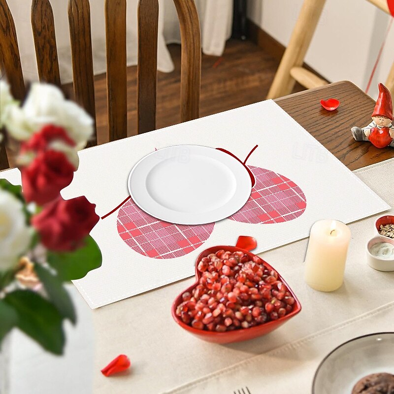 Valentine's Day Placemats Set of 4 Romantic and Decorative Table Mats Featuring Heart or Rose Patterns Durable and Heat-Resistant Perfect for Adding a Touch of Love to Your Dining Table Decor 2025 - $14.49 –P4