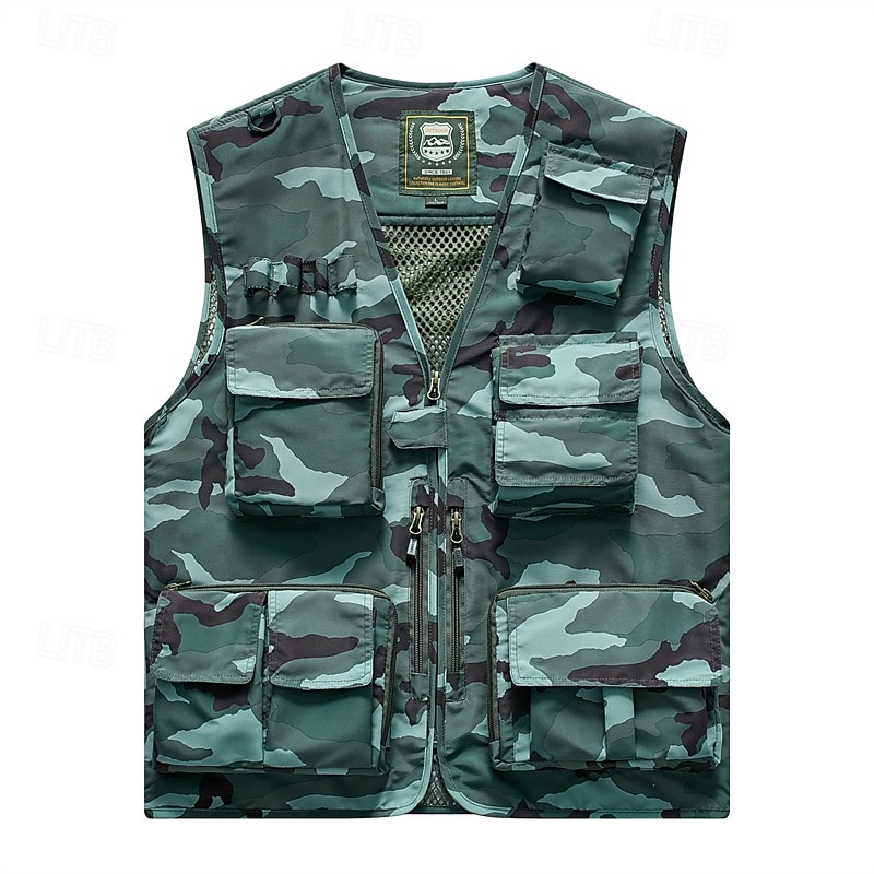 Herren Weste für Wanderer Wander-Fleeceweste Ärmellos Weste Außen Atmungsaktiv Komfortabel Mehrere Taschen Polyester Schwarz Armeegrün Rot Jagd Angeln Klettern 2025 - $29.99 –P4