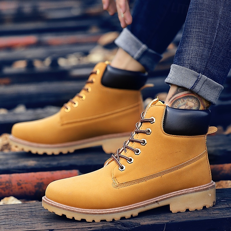 bottes de travail jaunes classiques pour hommes – bottines à lacets durables avec col rembourré et semelle robuste de 2025 ? $46.99 –P3