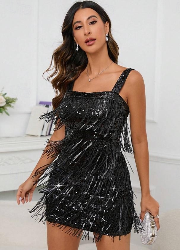 Roaring jaren '20 Jaren 1920 Flapper jurk Jurken The Great Gatsby Bruiloftsgast Pailletten Kwastje Kostuum Dames Maskerade Bruiloft Bruiloft gast Evenement / Feest Volwassenen Kleding 2025 - $49.99 –P4