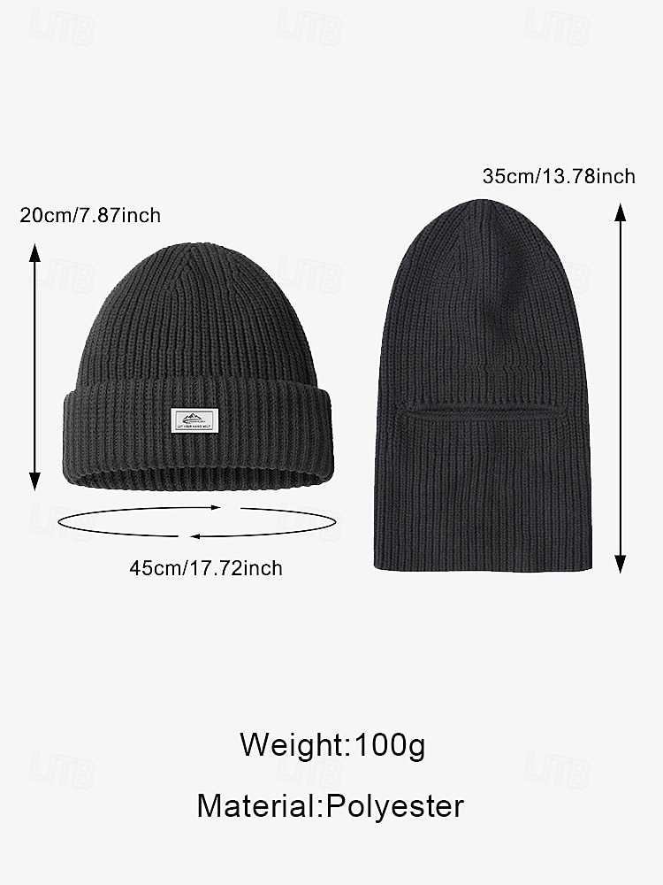 Schwarze Strickmütze für Herren mit abnehmbarer Sturmhaube – warme und vielseitige Wintermütze für Outdoor-Aktivitäten und Sport 2025 - $9.99 –P6