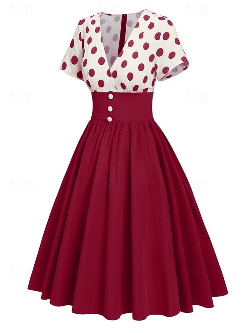 Retrò Vintage Anni 1950 Abito vintage Vestito Mascherata Pois Linea ad A Per donna Carnevale Capodanno Mascherata Casual Quotidiano Addio al Nubilato Adulti Vestito del 2025 a $24.99 –P15