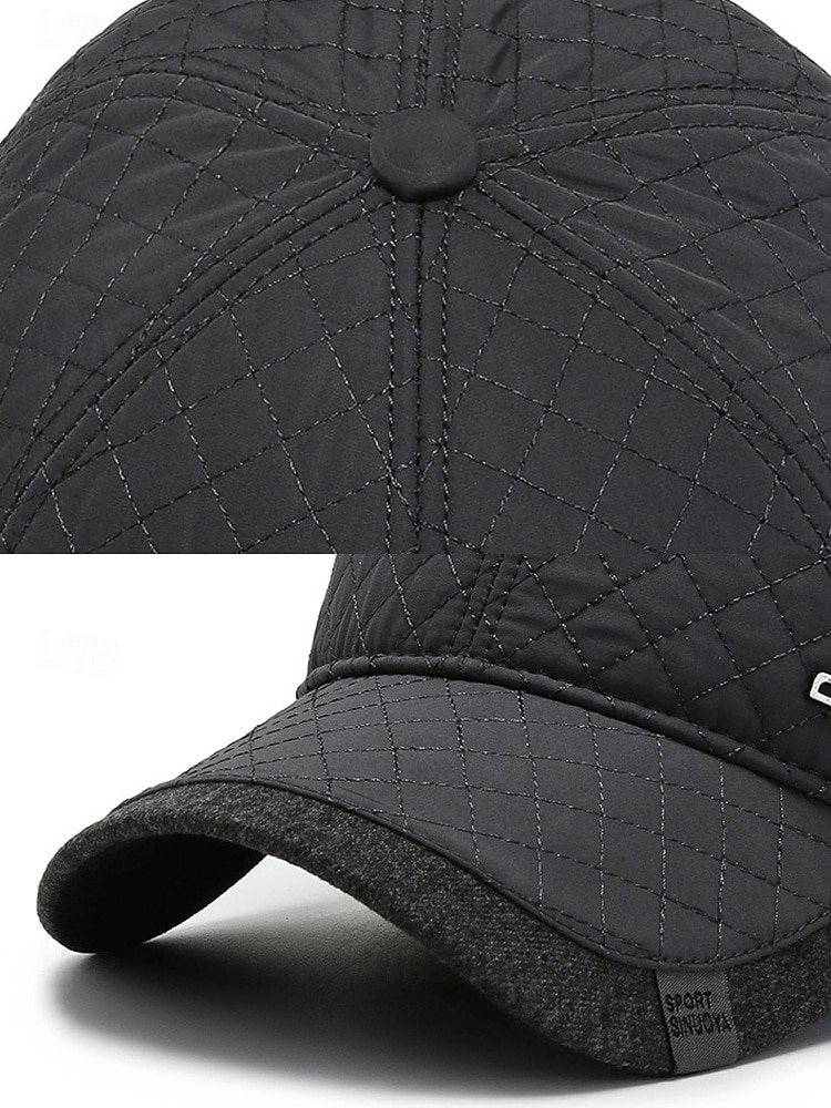 Gesteppte Winter-Baseballmütze mit Ohrenklappen für Herren – warme, wasserdichte Outdoor-Mütze in Schwarz, Marineblau und Dunkelgrau 2025 - $14.99 –P6