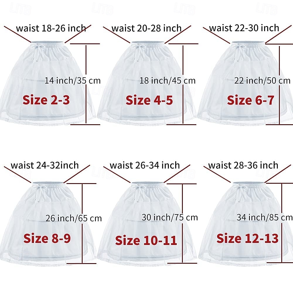 Rococo Victorian Princess Petticoat Hoop Skirt Under Skirt Tulle Skirt Solid Color Fancy Dress Girls' Masquerade Event / Party Prom Kid's Skirt 2026 - $16.49 –P6