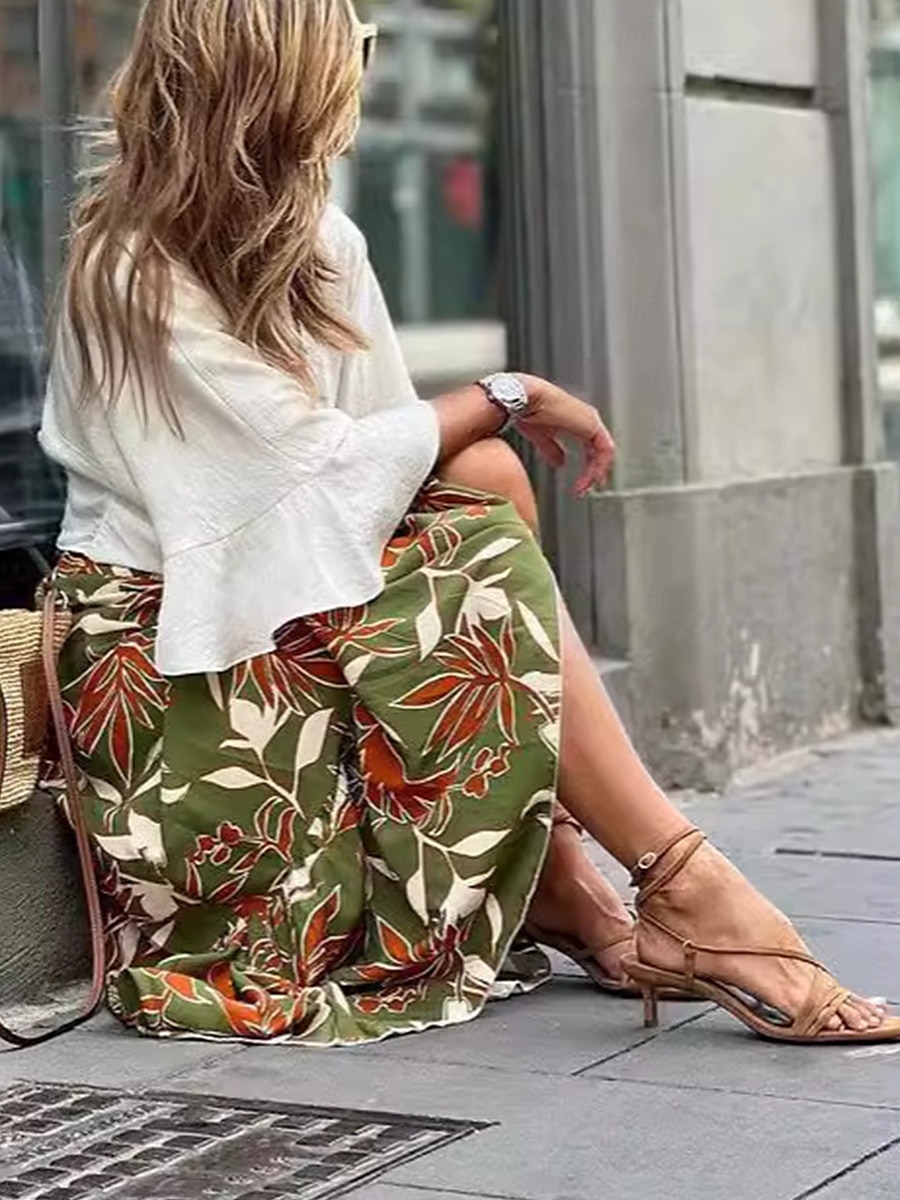 Women's Long Skirt Maxi Skirts Patchwork Floral Graphic Vacation Street Summer Elegant Vintage Green 2025 - $21.99 –P5