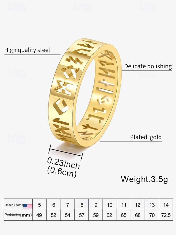 Men's Norse Rune Ring – Engraved Stainless Steel Viking Symbol Band, Nordic Mythology Jewelry for Men and Women 2026 - $8.99 –P6