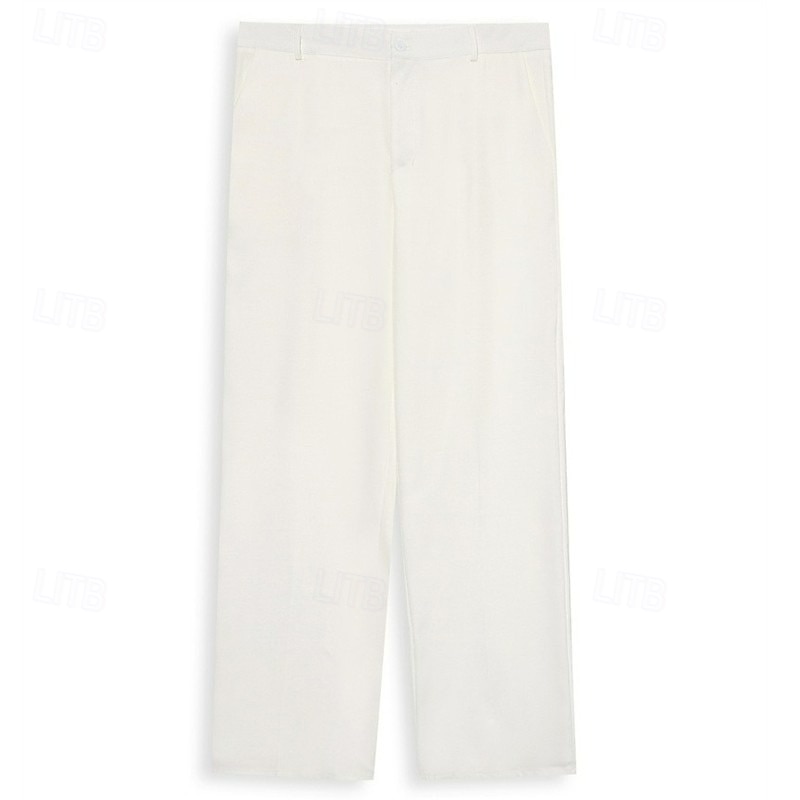 Men's Trousers Dress Pants Baggy Pants Suit Pants Pocket Straight Leg Plain Comfort Soft Full Length Daily Business Formal Fashion Streetwear Black White 2026 - $29.99 –P6
