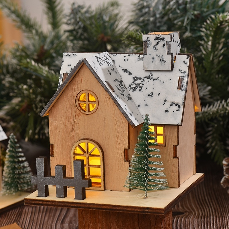 Christmas Wooden House Ornament Light, LED Desktop Decoration Christmas Holiday Table Decorations 2025 - CAD $8.99 –P10