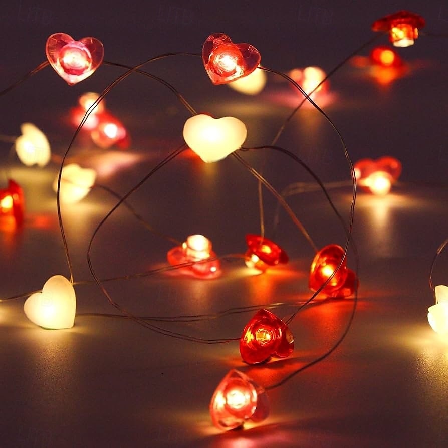 elegant bryllupsfest mottakelse valentinsdag led fe-lys – 2m 20led røde lepper kobbertråd, batteridrevet for hjemmeinnredning 2025 - HUF 2852 –P14