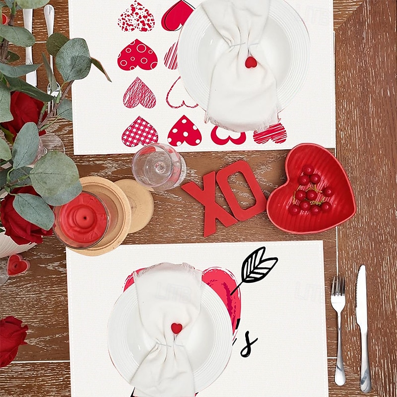 Valentine's Day Placemats Set of 4 Romantic and Decorative Table Mats Featuring Heart or Rose Patterns Durable and Heat-Resistant Perfect for Adding a Touch of Love to Your Dining Table Decor 2025 - $14.49 –P5