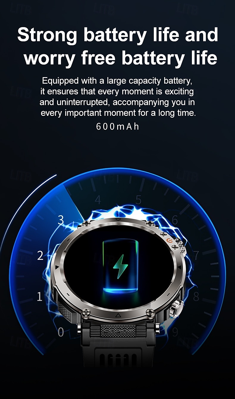 HT30 Smart Watch Rugged Military Men's 1.7 inch 600mAh Battery Compass Sports Fitness Watches Bluetooth Call Smartwatch 2025 - $43.99 –P8