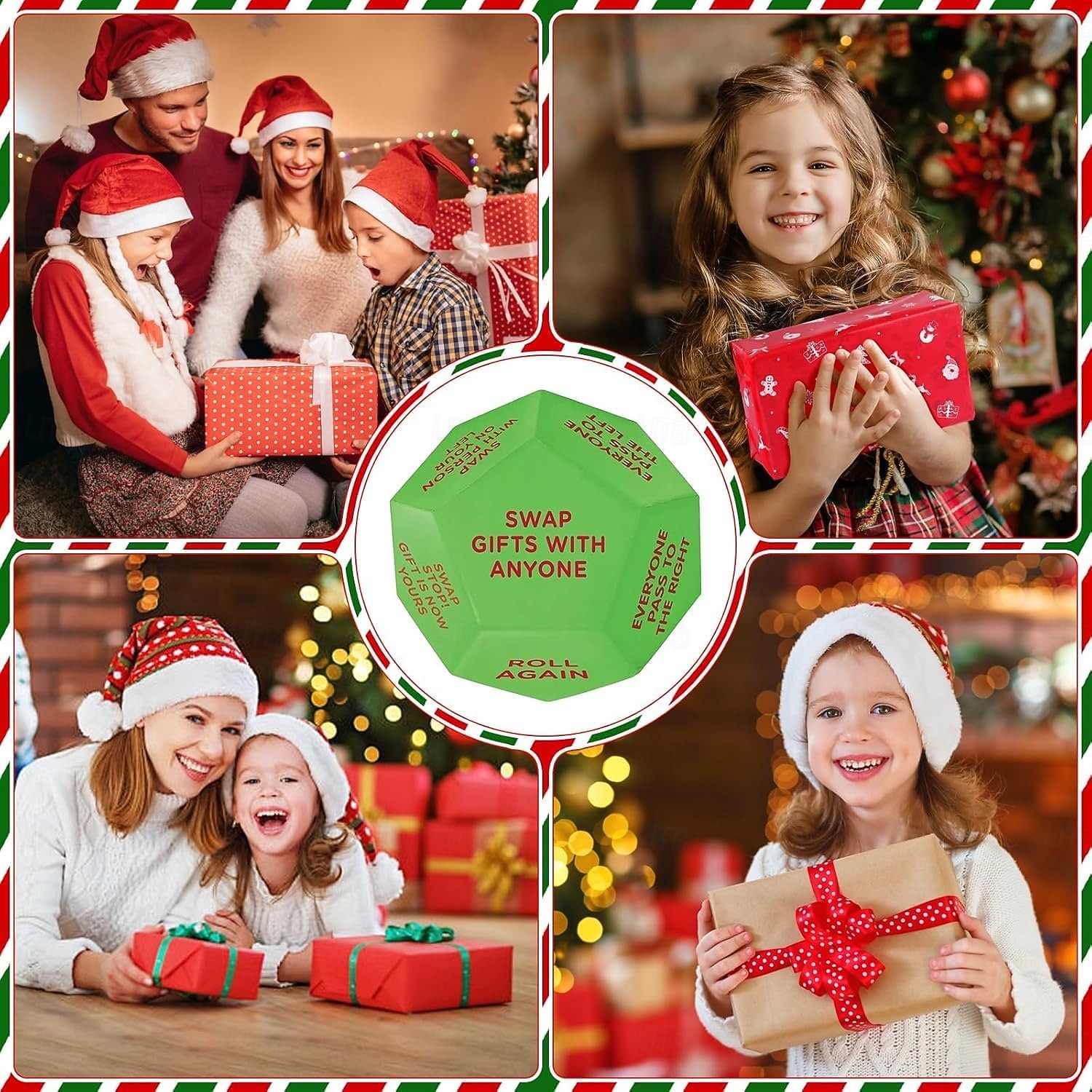 vánoční výměna dárků s výměnou dárků kostky, výměnná kostková hra, výměnná kostková hra, výměna dárků na vánoční večírek, 12 různých stran, vánoční skupinová společenská hra 2025 - $10.49 –P7