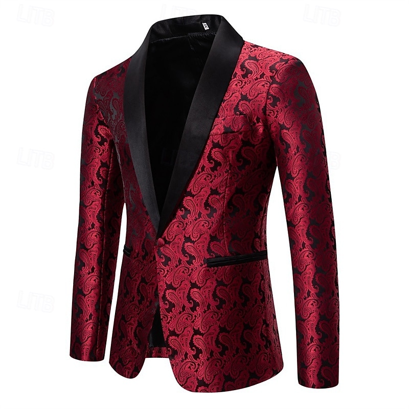 Bărbați Blazer Afaceri Petrecere cu cocktail Petrecere Nuntă Modă Casual Primăvara & toamnă Poliester Imprimeu Paisley Buzunar Nasturi Comfortabil Cu Un Nasture Blazer Argintiu Gri Închis Negru Alb 2026 - $60.99 –P10