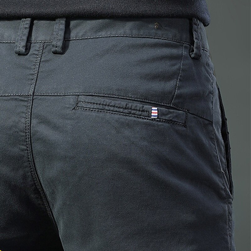 Men's Dress Pants Trousers Chinos Buttons Pocket Solid Color Comfort Formal Party Work Fashion Classic Style Black Khaki Micro-elastic 2025 - $36.99 –P4