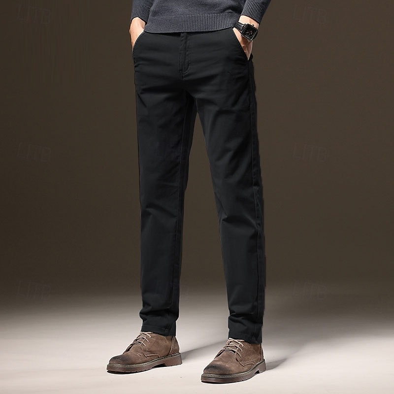Men's Dress Pants Trousers Chinos Buttons Pocket Solid Color Comfort Formal Party Work Fashion Classic Style Black Khaki Micro-elastic 2025 - $36.99 –P7