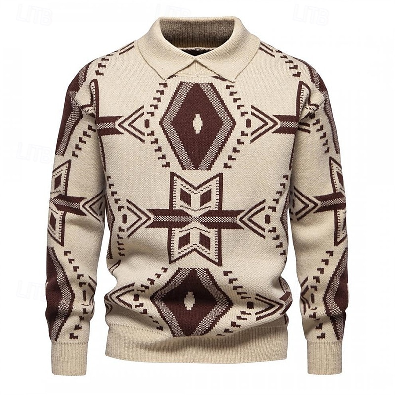Herren Pullover Strickpullover Gerippt Stricken Standard Strick Raute Kargen Modisch Basic Freizeitskleidung Verabredung Bekleidung Herbst Winter Schwarz Rote S M L 2025 - $39.99 –P10