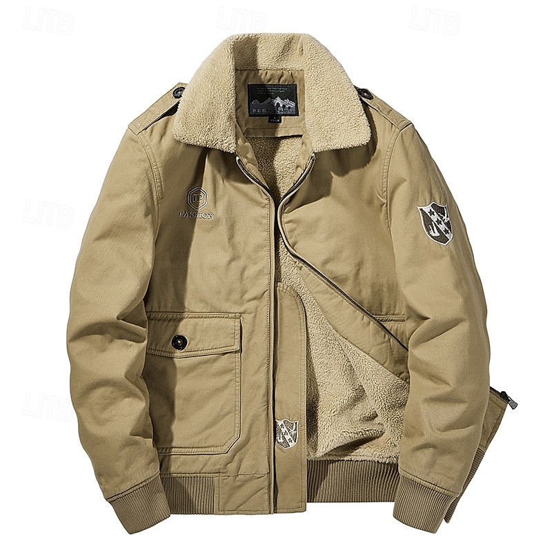 Hombre Chaqueta para senderismo Chaqueta de lana Algodón Invierno Al aire libre Mantiene abrigado Forro Polar Resistente al Viento Resistente al Agua Chaqueta cortavientos Viaje Negro Verde Caqui 2025 - $75.99 –P7