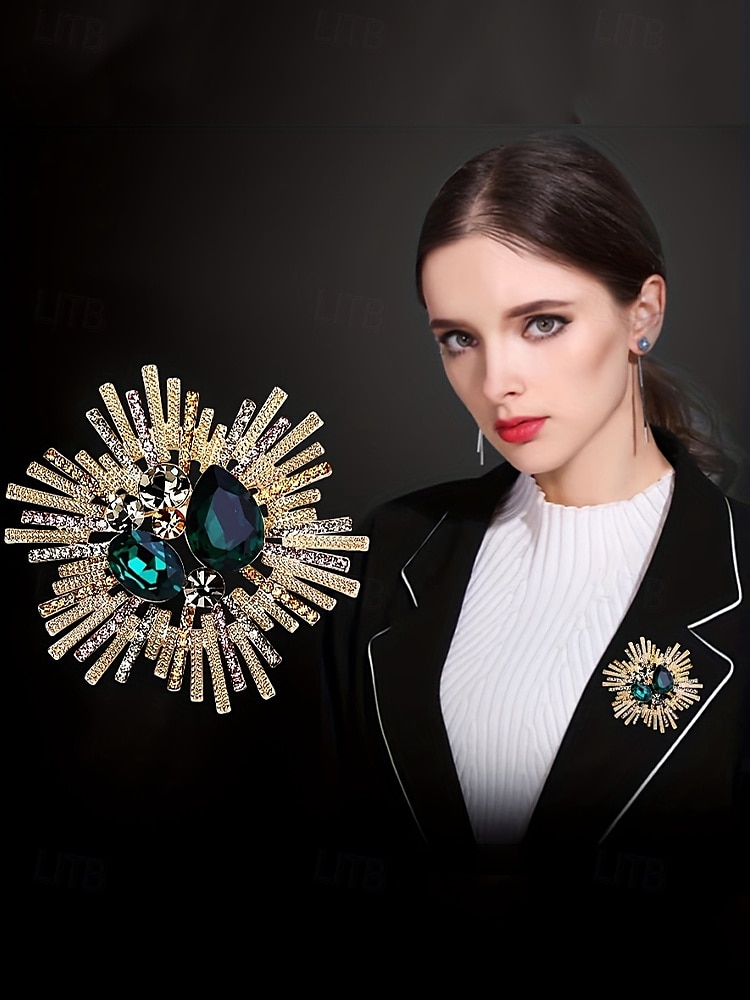 női vintage stílusú sunburst bross rózsaszín és kristály drágakövekkel – elegáns kitűző hivatalos öltözékhez 2025 - $9.99 –P2