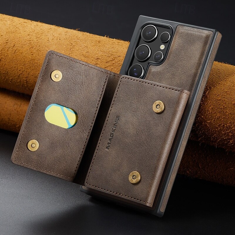 puhelin Etui Käyttötarkoitus S24 Ultra S24 Plus S24 S23 Ultra S25 Ultra Takakuori Tuella Magneetti Tukee langatonta latausta Retro TPU PU-nahka 2025 - $26.99 –P2