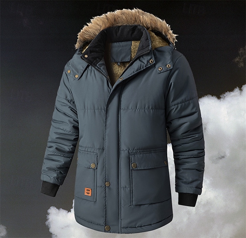 Herr Vinterkappa Pufferjacka Fleece-jacka Vadderad jacka Ficka Polyester Semester Dagliga kläder Datum Normal Mode Ledigt Bekväm Håller värmen Höst vinter Enfärgad / vanlig färg Svart Mörkblå 2025 - $49.99 –P1