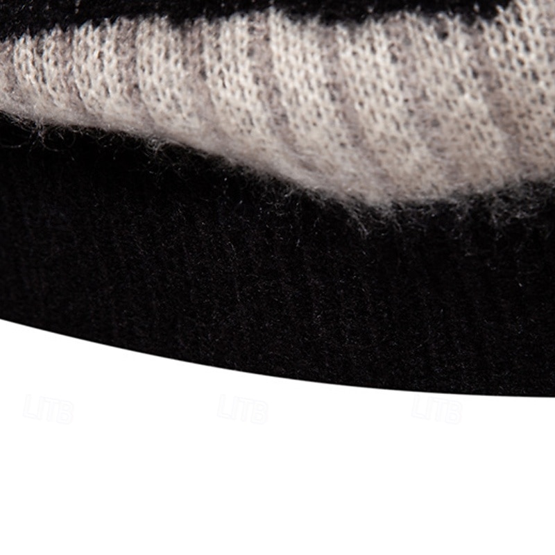 Men's Pullover Sweater Jumper Knit Sweater Ribbed Knit Regular Knitted Stripe Crew Neck Fashion Basic Daily Wear Date Clothing Apparel Fall & Winter Black M L XL 2025 - $24.99 –P6