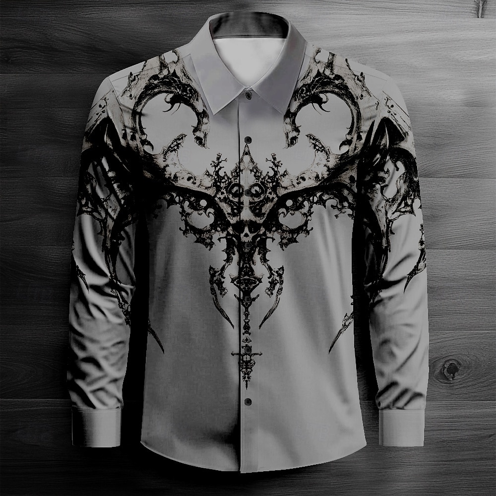 Per uomo Teschi cool Camicia con Bottoni Manica Lunga Moda Casual Abbigliamento da sera Streetwear Quotidiano Autunno Inverno Primavera & Estate Colletto a Camicia Cardigan con Bottoni Stampa 3D Blu del 2026 a $28.99 –P5