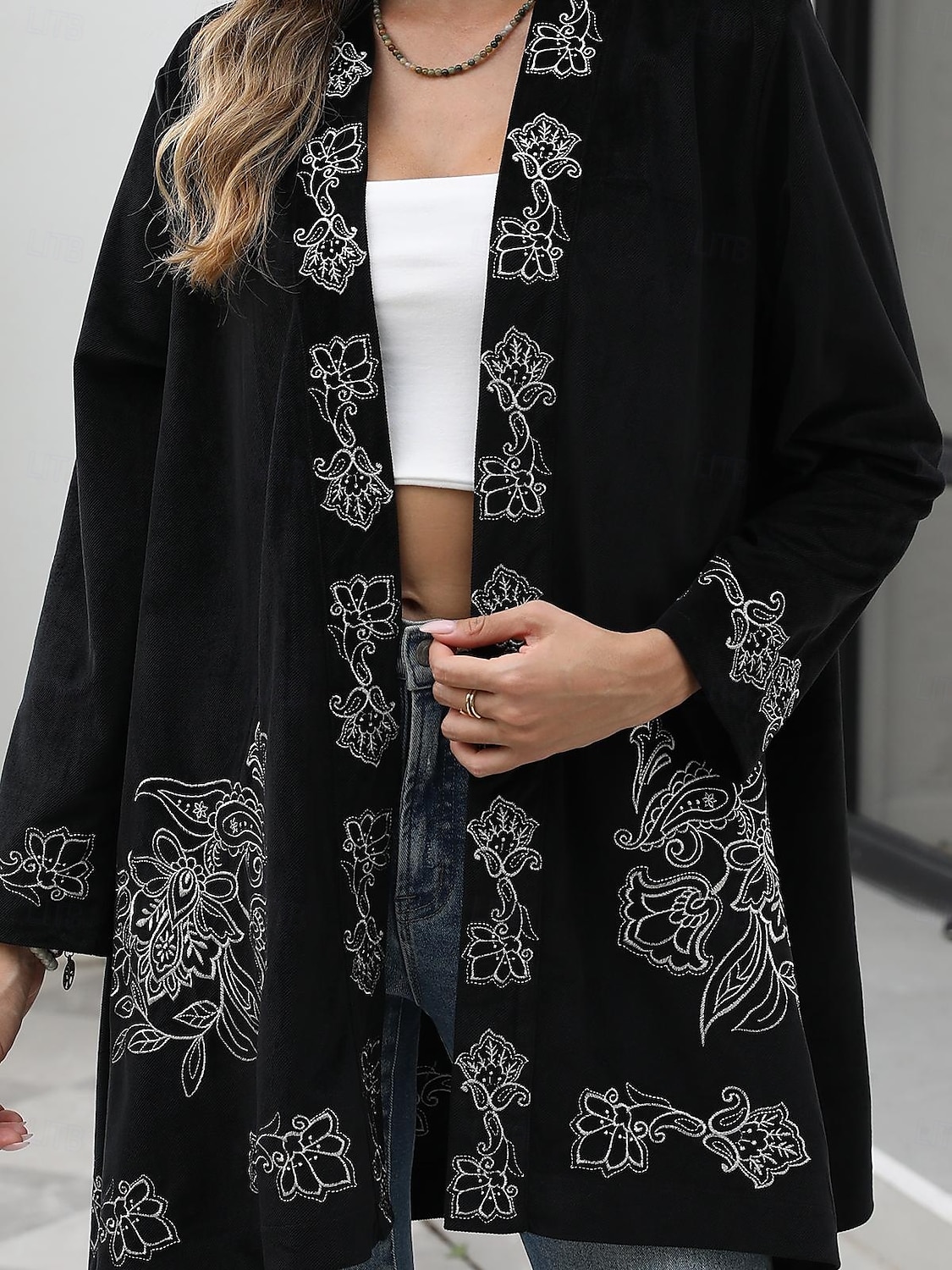 Blúz Női Fekete Virág / Növények Egyszínű / Sima szín Hímzett Napi Randi Semleges Napi Boho U-alakú Normál Csepp Vállal S 2025 - $43.99 –P7