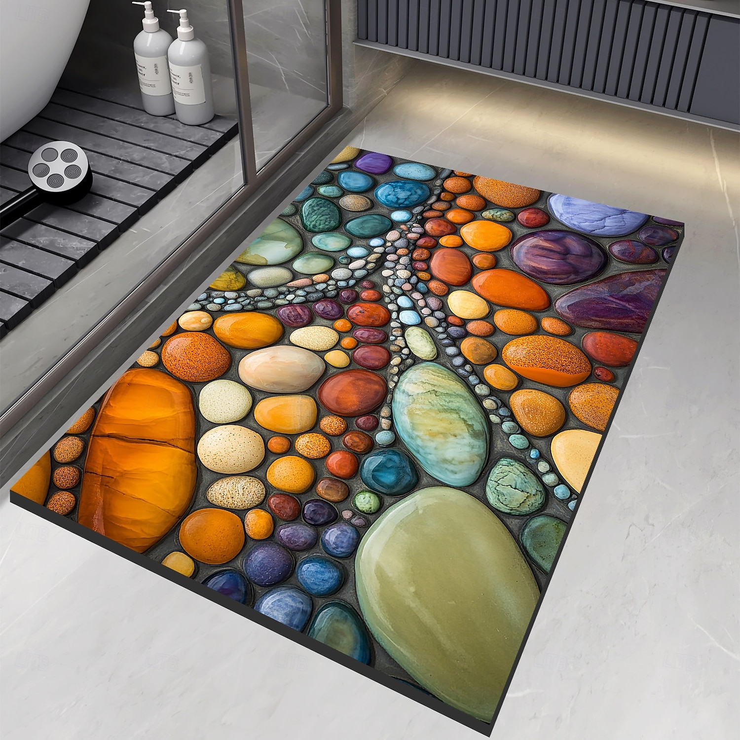Pebble Bathroom Rug, Polyester Rectangle Door Mat, Super Absorbent, Non-Slip, Easy-to-Clean, Stain-Resistant Bath Mat 2025 - $8.99 –P5