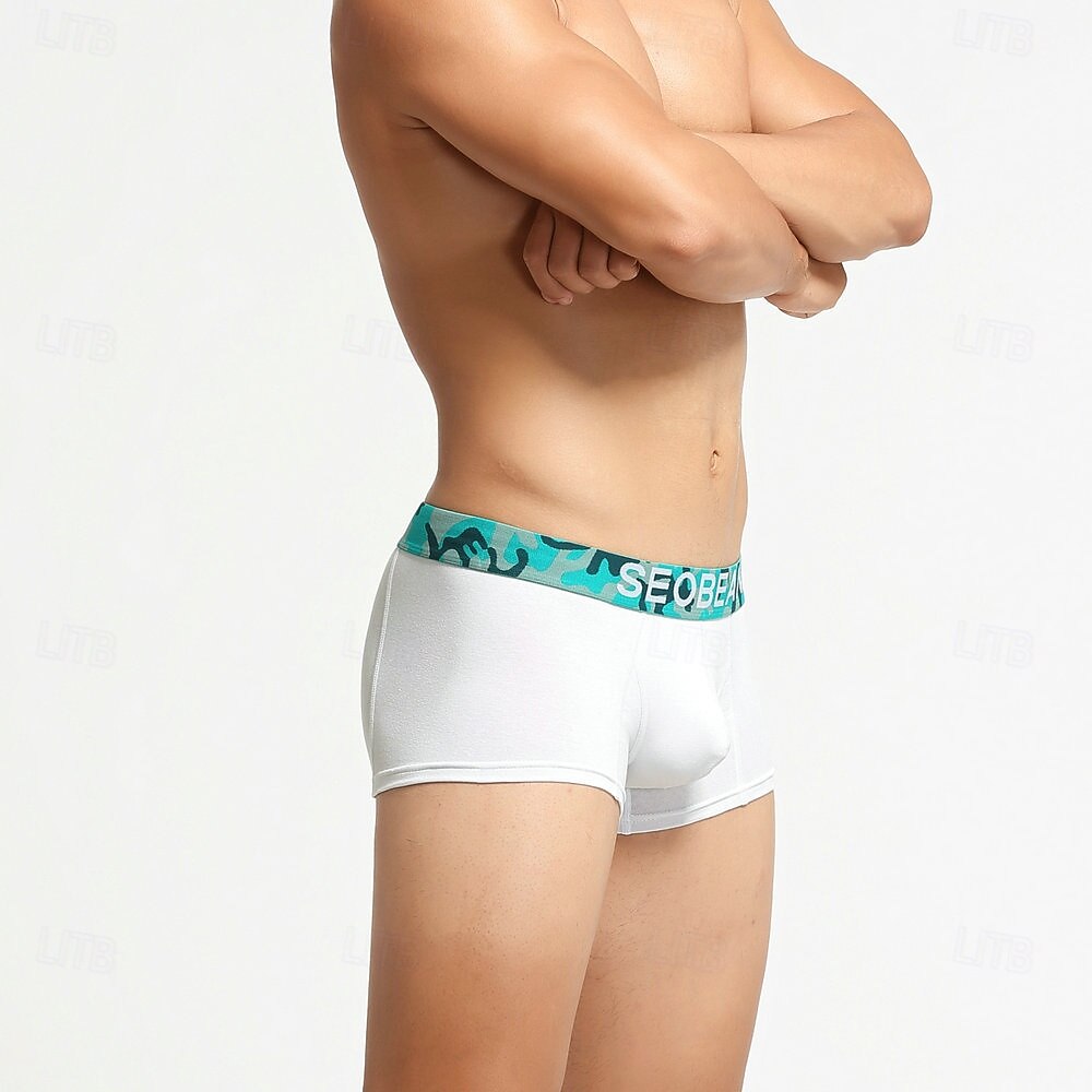 Herren 1 pc Unterwäsche Boxer Boxer-Shorts Patchwork 90% Baumwolle Atmungsaktiv Weich Komfortabel Farbblock Buchstabe Mittlere Hüfthöhe Schwarz Weiß 2025 - $8.99 –P2