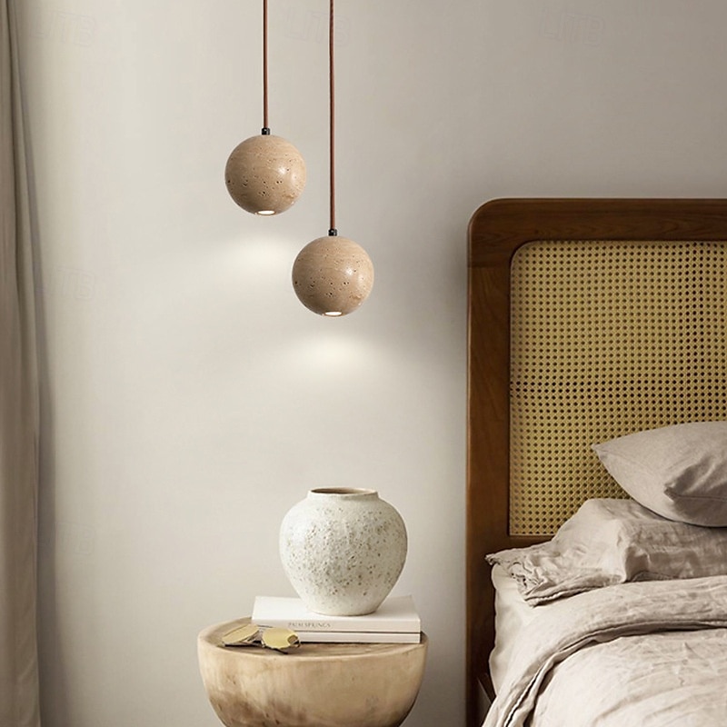 lampada a sospensione a led in travertino giallo pietra naturale lampada a sospensione singola mini lampada lampadario vintage 110-240v del 2025 a $109.99 –P3