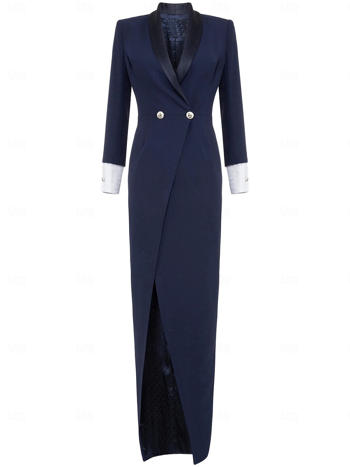 Robe Veste A-Line Robe de Soirée Robe Vintage Robe Tuxedo Formelle Mariage Longueur Sol Manches Longues Col Camisa avec Fente 2025 de 2025 ? $129.99 –P5