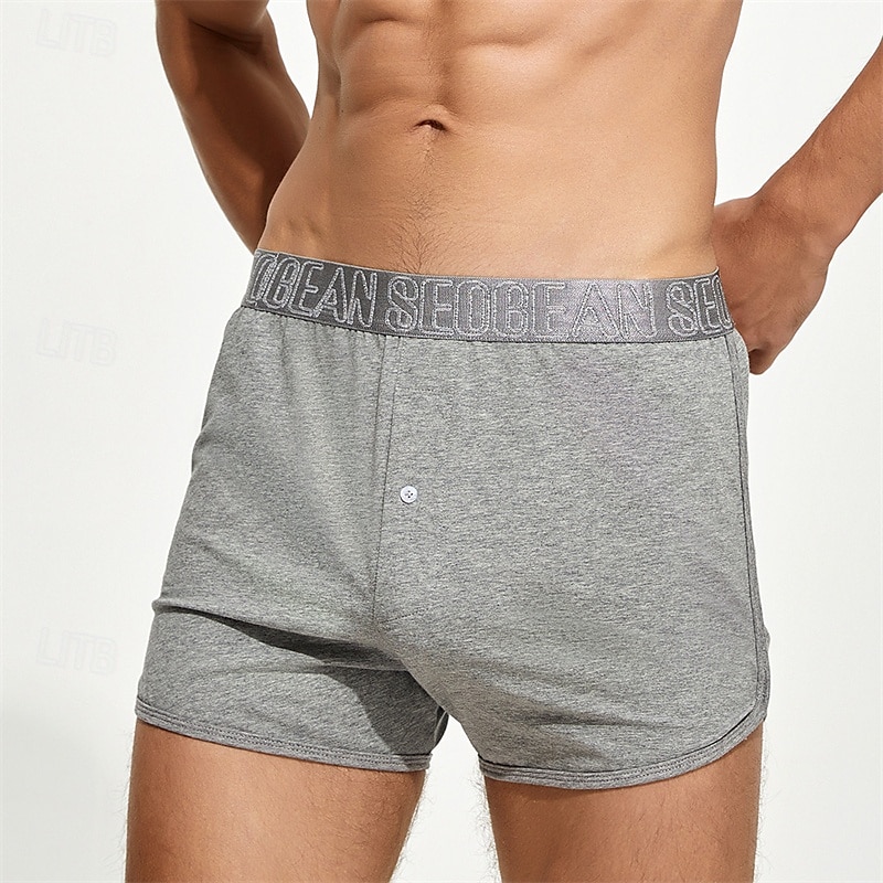 Men's 1 PCS Boxers Underwear Boxer Shorts Elastic Waist 50% Cotton Breathable Soft Comfortable Solid Color Mid Rise Black White 2025 - $11.49 –P13