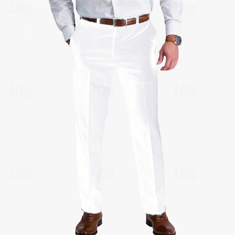 Herr Kostymbyxor Långbyxor Ficka Rakt ben Slät Komfort Mjuk Fullängd Bröllop Utomhus Företag Mode Streetwear Svart Vit 2026 - $29.99 –P4