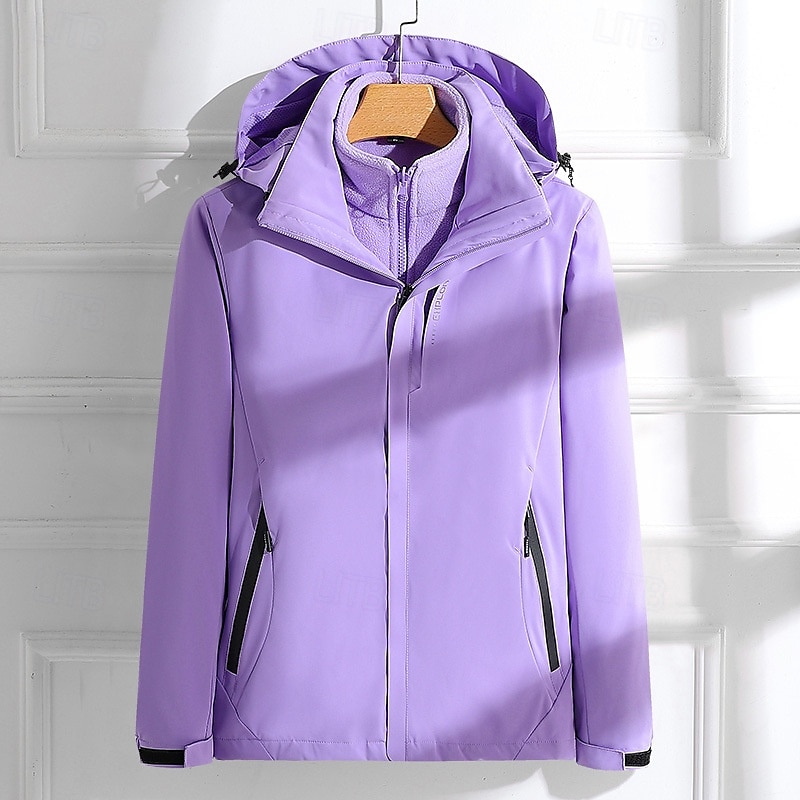 Per donna Giacca Softshell Giubbino da escursione Inverno All'aperto Tenere al caldo Fodera di vello Antivento Resistente all'acqua Giacca 3 in 1 Giacche in pile Giacca a vento Viaggi Nero Avorio del 2025 a $66.99 –P5