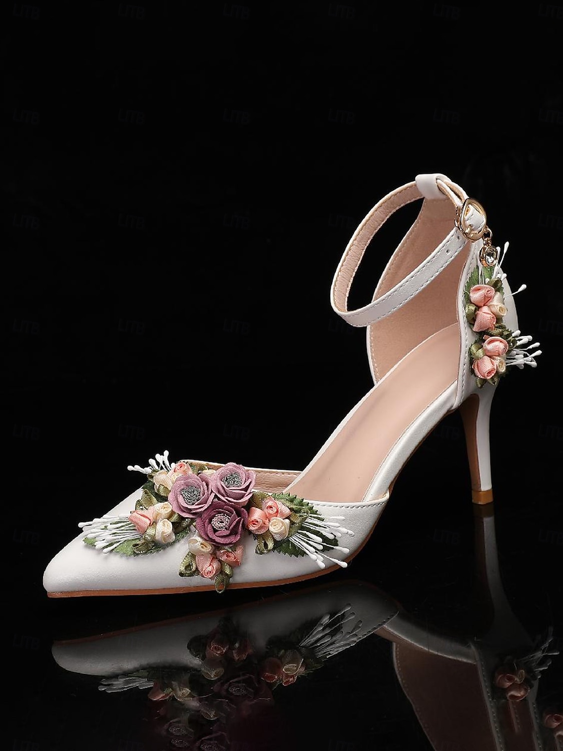 Women's White Bridal D'Orsay Stiletto Heels – Pointed Toe Wedding Pumps with 3D Floral Embellishment for Garden & Church Weddings 2026 - $59.99 –P4
