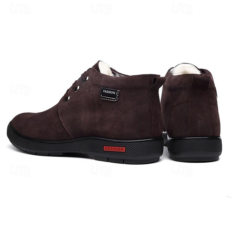 braune Winterstiefeletten aus Wildlederimitat mit Plüschfutter für Herren – warme Freizeitschuhe zum Schnüren für kaltes Wetter 2025 - $59.99 –P3
