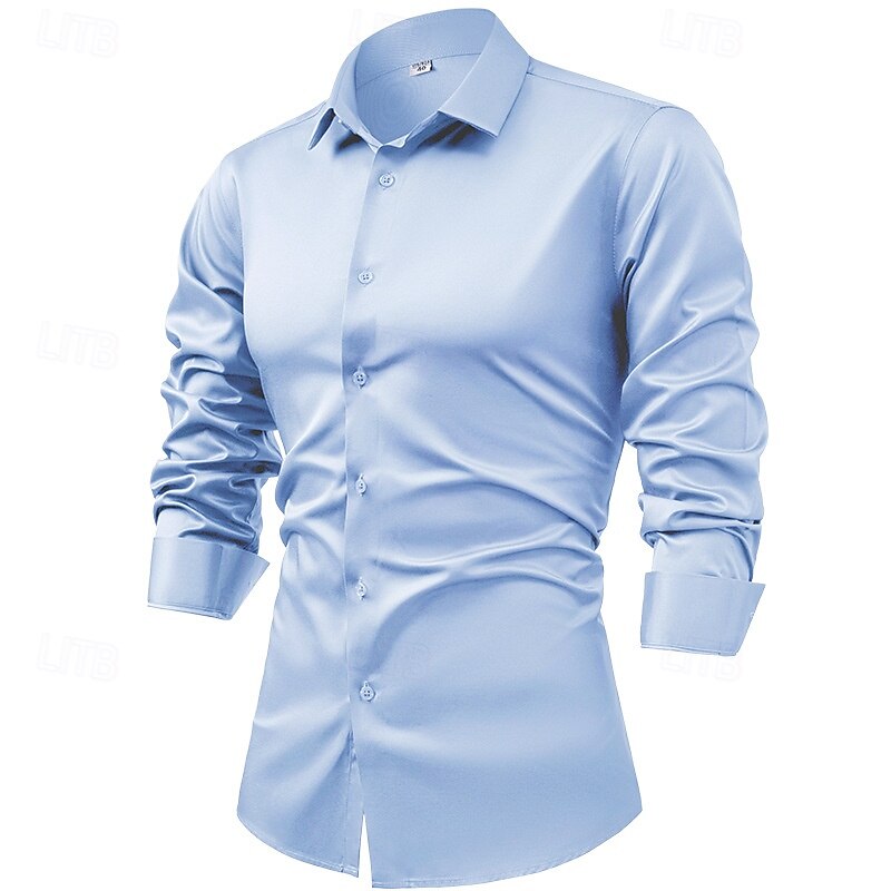 Miesten Paita Satiini paita Rento paita Button Up paita Tavallinen Häät Loma Musta Rubiini Kuninkaallinen sininen Apila Pitkähihainen Kaulus Syksy Kevät kesä Vaatetus 2025 - $27.99 –P8