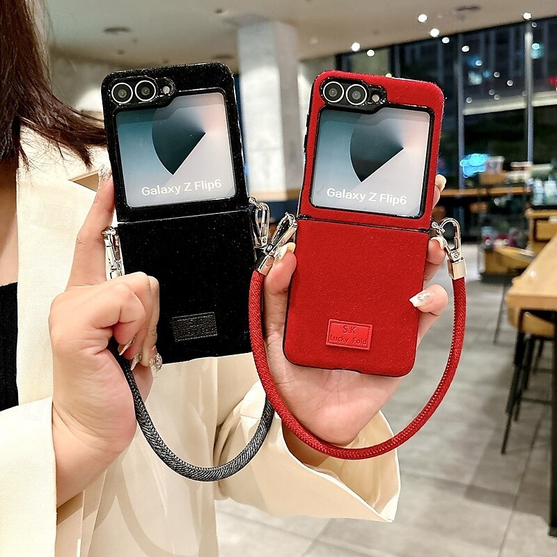 Handy Hülle Handyhüllen Für Samsung Galaxy Z Flip 6 Z Flip 5 Z Flip 4 Z Flip 3 Rückseite mit Handschlaufe Stoßresistent Retro TPU Plüsch 2025 - $18.99 –P7