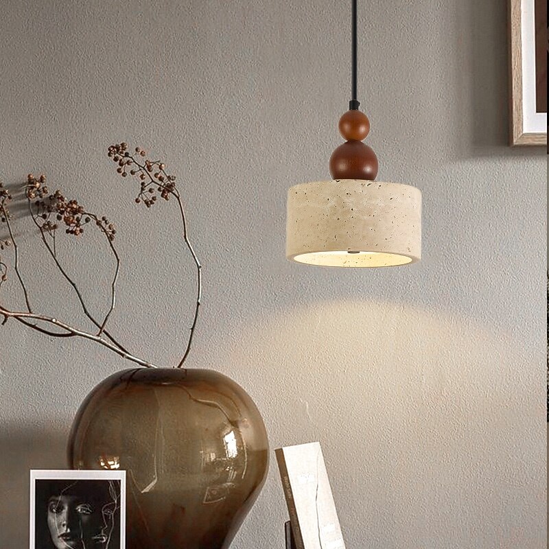 Wabi-Sabi-Pendelleuchte mit Natursteinschirm und Laternendesign, lackierte Oberflächen, moderne Pendelleuchte, 110–240 V 2025 - $132.99 -P2