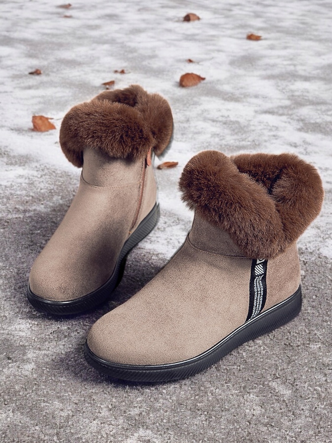 botins femininos de camurça bordô com punho de pele sintética e sola antiderrapante – calçados quentes de inverno para uso casual e ao ar livre de 2025 por $34.99 –P6